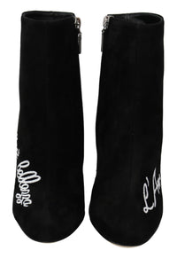 Dolce & Gabbana Black Suede L'Amore E'Bellezza Boots Women's Shoes