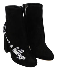 Dolce & Gabbana Black Suede L'Amore E'Bellezza Boots Women's Shoes