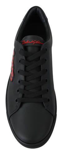 Dolce & Gabbana Dolce & Gabbana Black Leather Love Heart Sneakers Womens Shoes