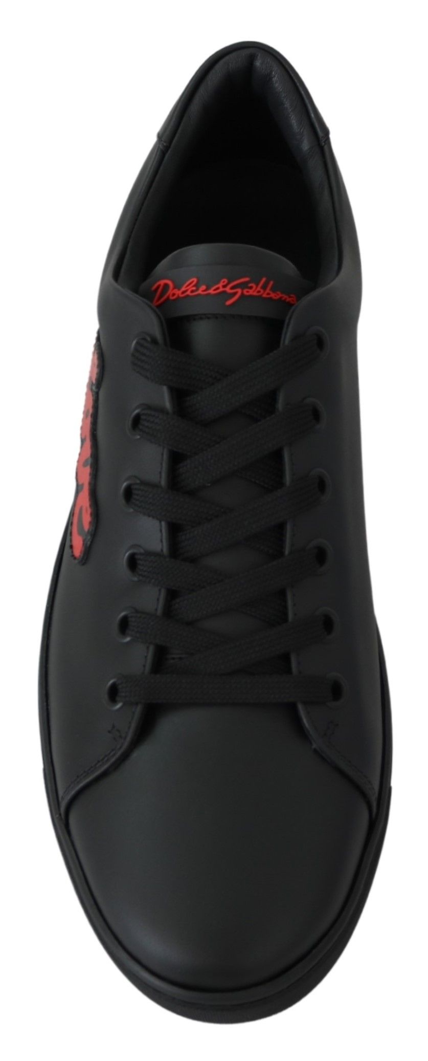 Dolce & Gabbana Dolce & Gabbana Black Leather Love Heart Sneakers Womens Shoes