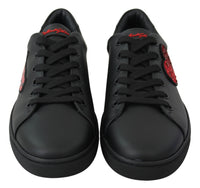 Dolce & Gabbana Dolce & Gabbana Black Leather Love Heart Sneakers Womens Shoes