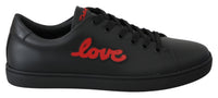 Dolce & Gabbana Dolce & Gabbana Black Leather Love Heart Sneakers Womens Shoes