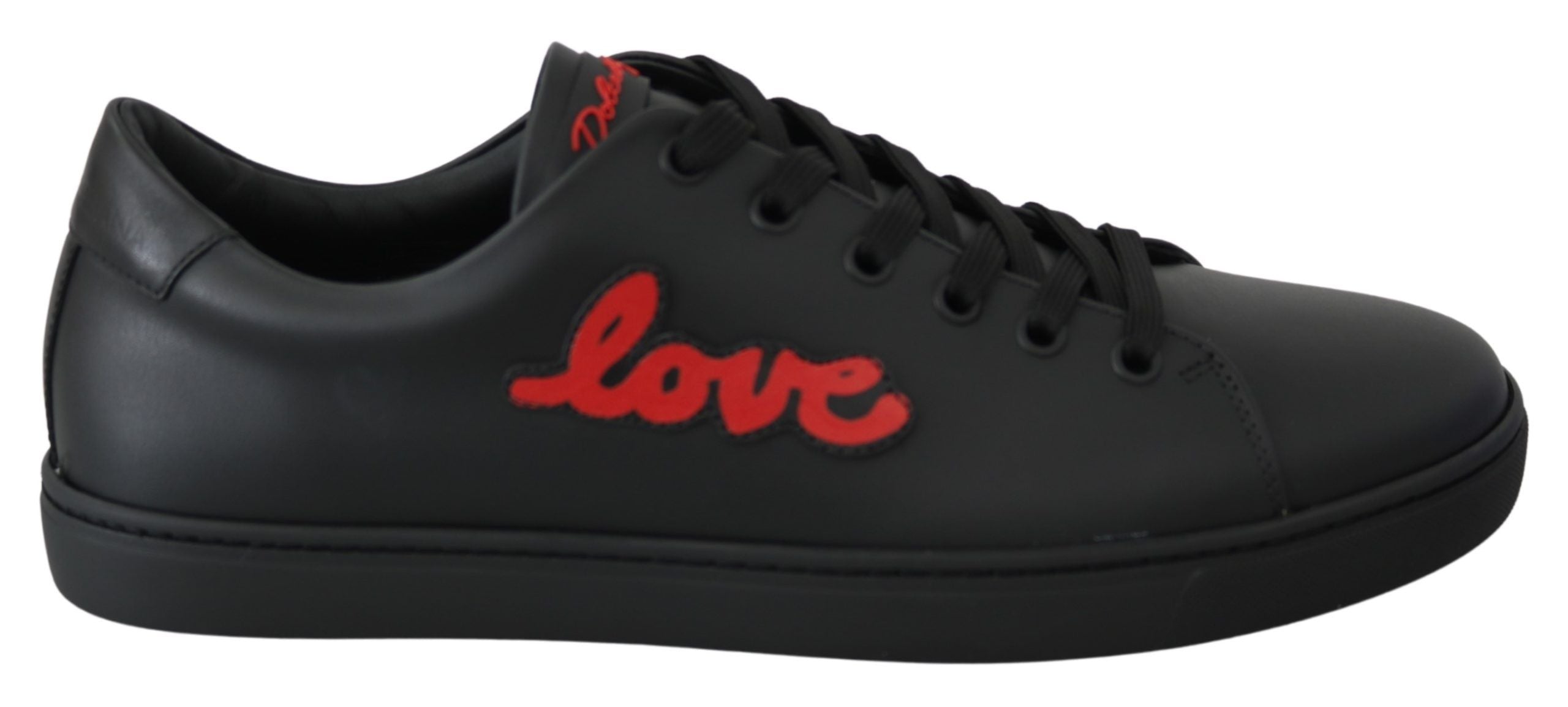 Dolce & Gabbana Dolce & Gabbana Black Leather Love Heart Sneakers Womens Shoes