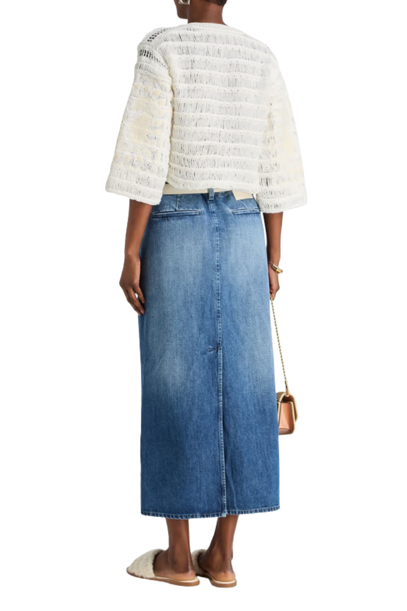 Valentino Garavani Valentino Garavani Faded Denim Midi Skirt Medium Blue Denim 4B0Dd17F8Js_558
