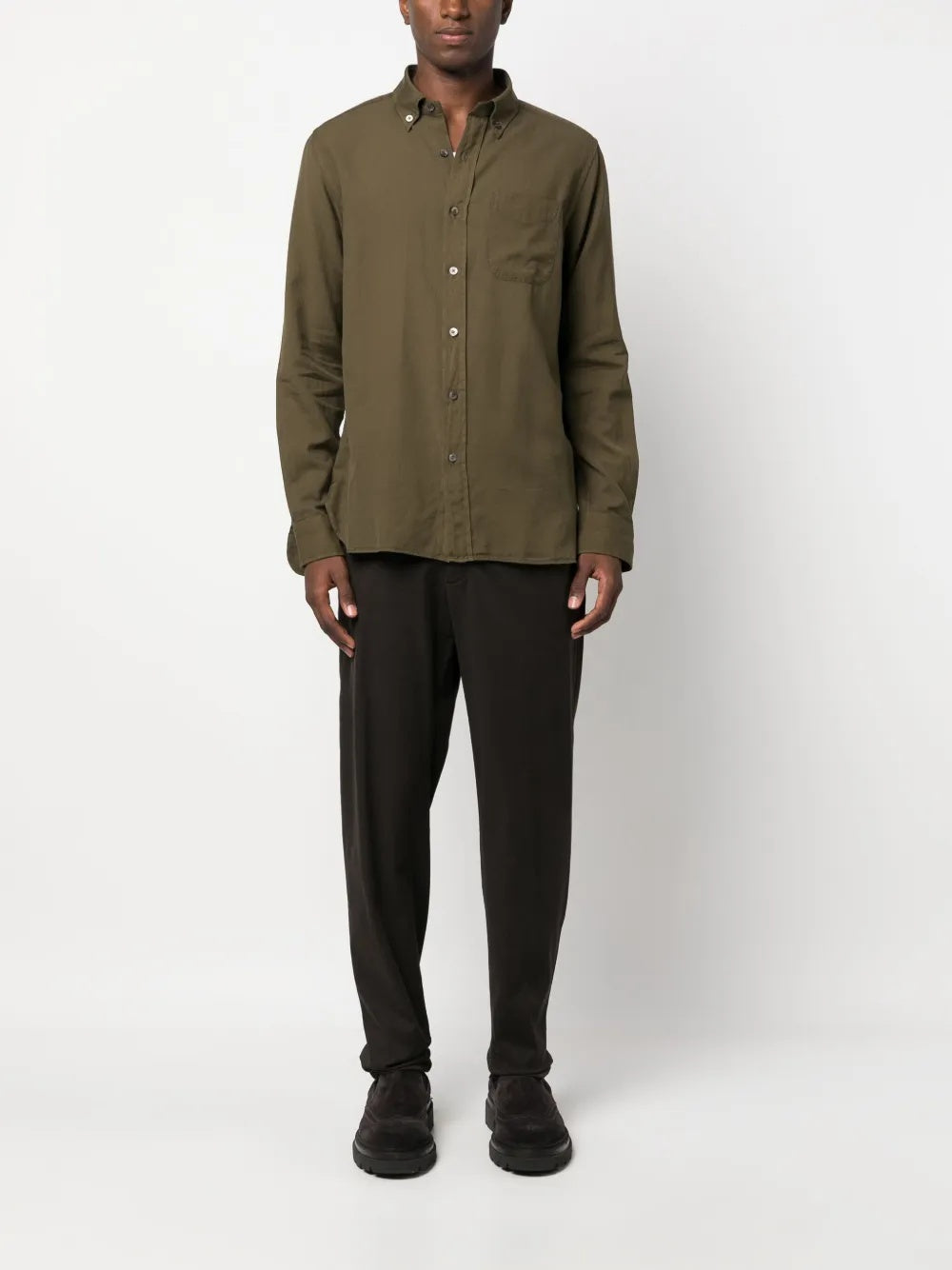 Tom Ford Linen Button-Down Long-Sleeve Shirt with Flap Pocket