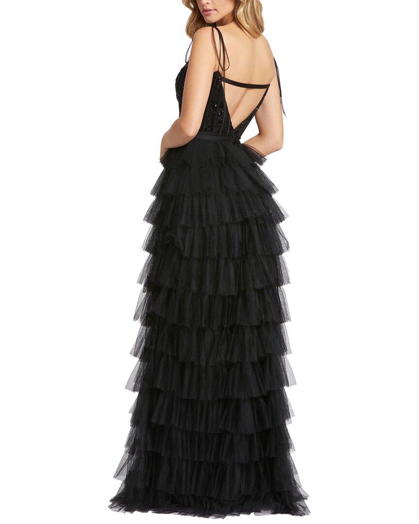 Mac Duggal Sequined Bustier Tiered Ruffle Gown