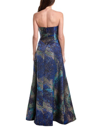 Teri Jon By Rickie Freeman Jacquard Starburst Pattern Gown