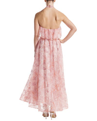 Monique Lhuillier Halter Ruffle Front Silk-Lined Cocktail Dress