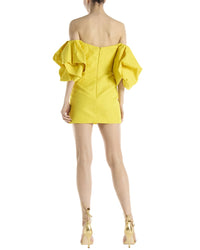 Monique Lhuillier Puff Sleeve Silk-Blend Mini Dress