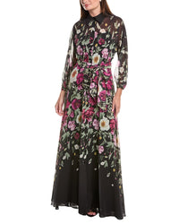 Teri Jon by Rickie Freeman Teri Jon By Rickie Freeman Chiffon Floral Print Maxi Shirtdress