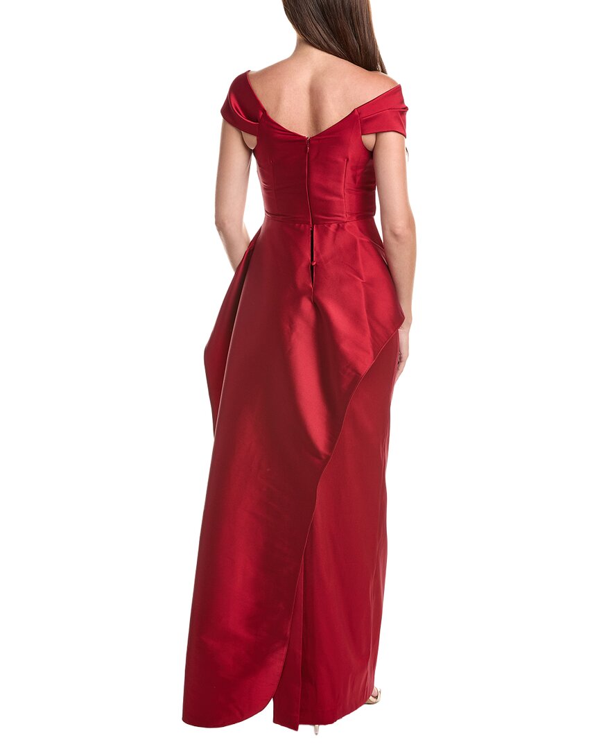 Teri Jon by Rickie Freeman Teri Jon By Rickie Freeman Stretch Gazar Asymmetrical Neck Ruched Peplum Gown
