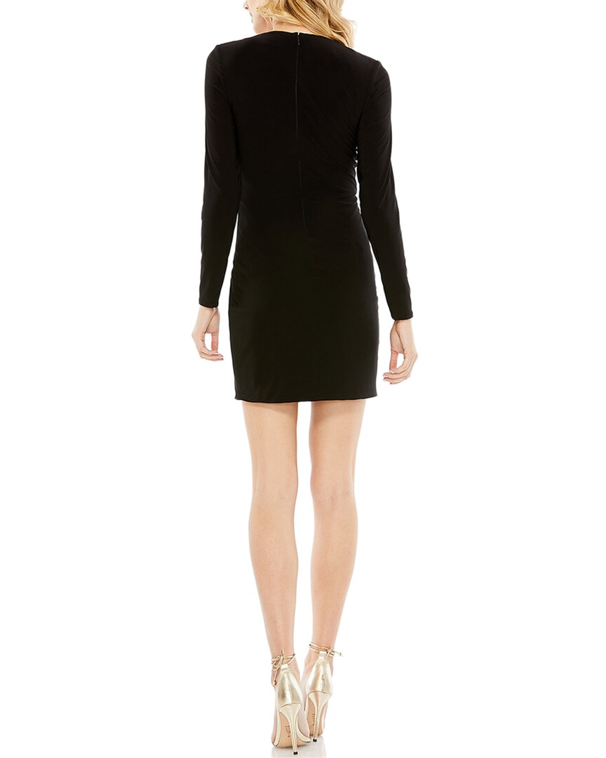 Mac Duggal Long Sleeve Front Knot Jersey Mini Dress