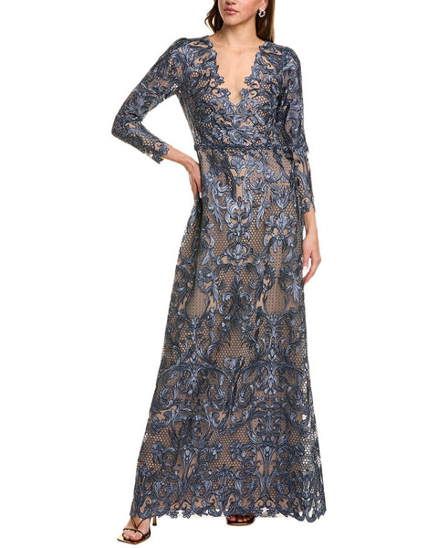 marchesa notte blue floral dress Gown BRUNO MARC Men s Center Back Zipper With style_dresses Length:Longer