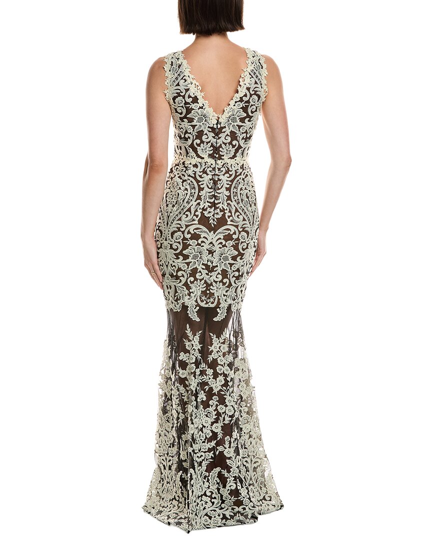 Marchesa Notte Marchesa Notte Sleeveless Deep V-Neck Embroidered Gown