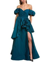 Marchesa Notte Taffeta Gown 16 Blue