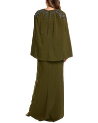 Marchesa Notte Crepe Maxi Dress, Green / 4