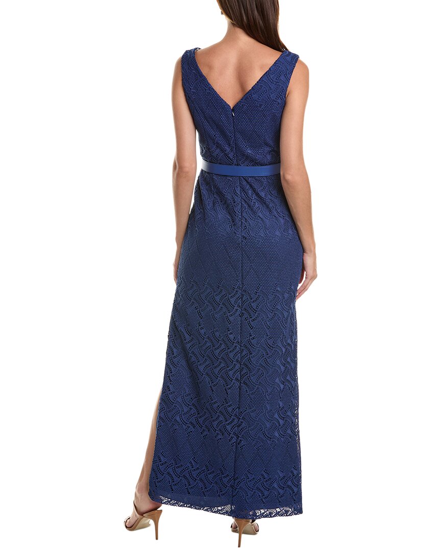 Kay Unger Hendrix Lace Column Gown, 4 / Blue