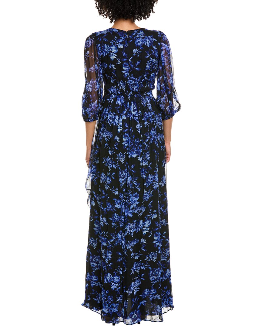 ml monique lhuillier velvet ruffle hem midi dress ml Monique Lhuillier Gown, Blue / 2