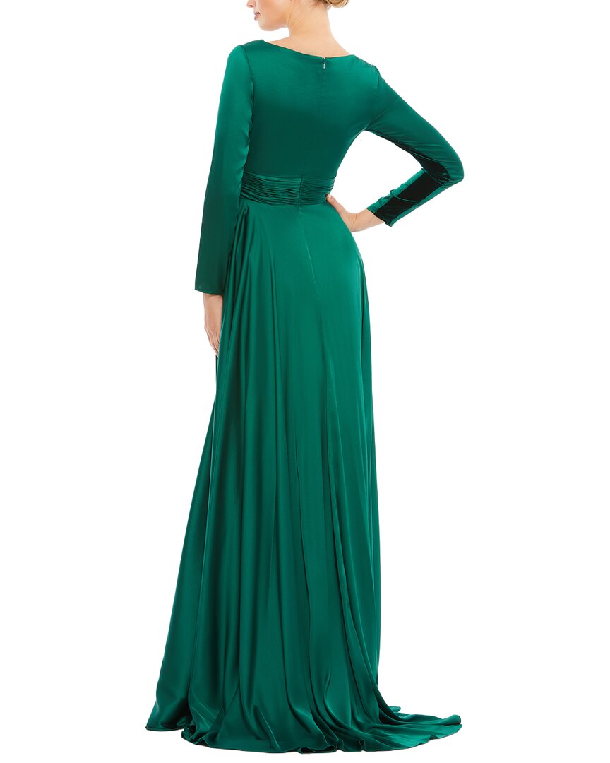Mac Duggal Long Sleeve Ruched Waist A-Line Gown