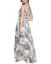 Eliza J Printed Chiffon Gown