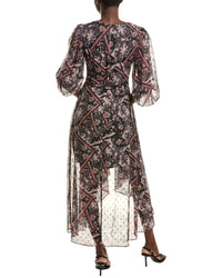 Eliza J Printed Metallic Clip Chiffon Maxi Dress