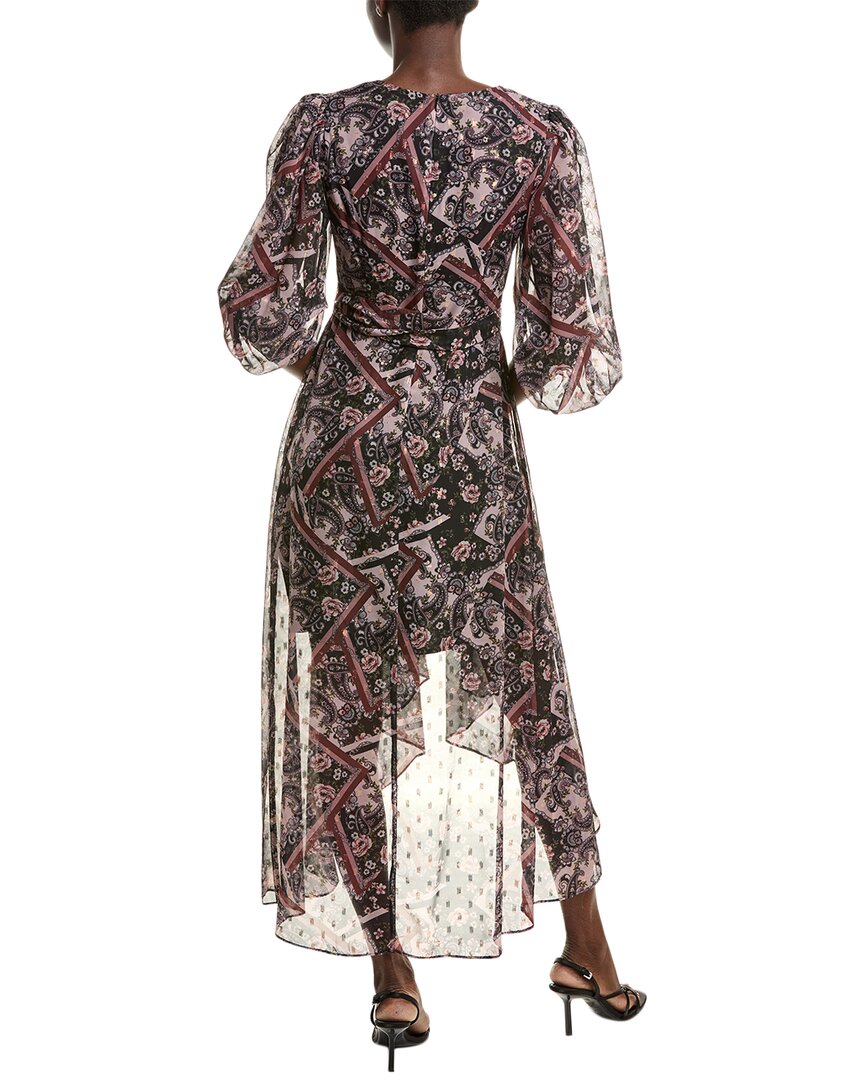 Eliza J Printed Metallic Clip Chiffon Maxi Dress