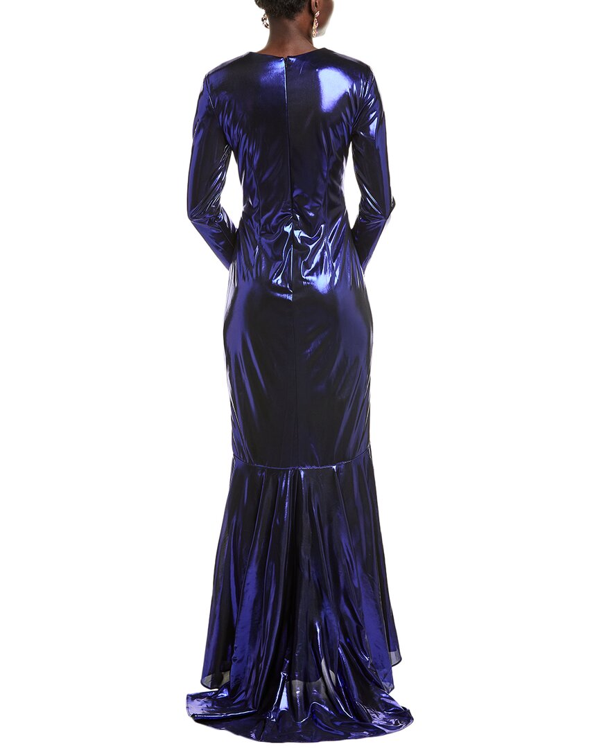 Rene Ruiz Hand-Draped Metallic Stretch Gown