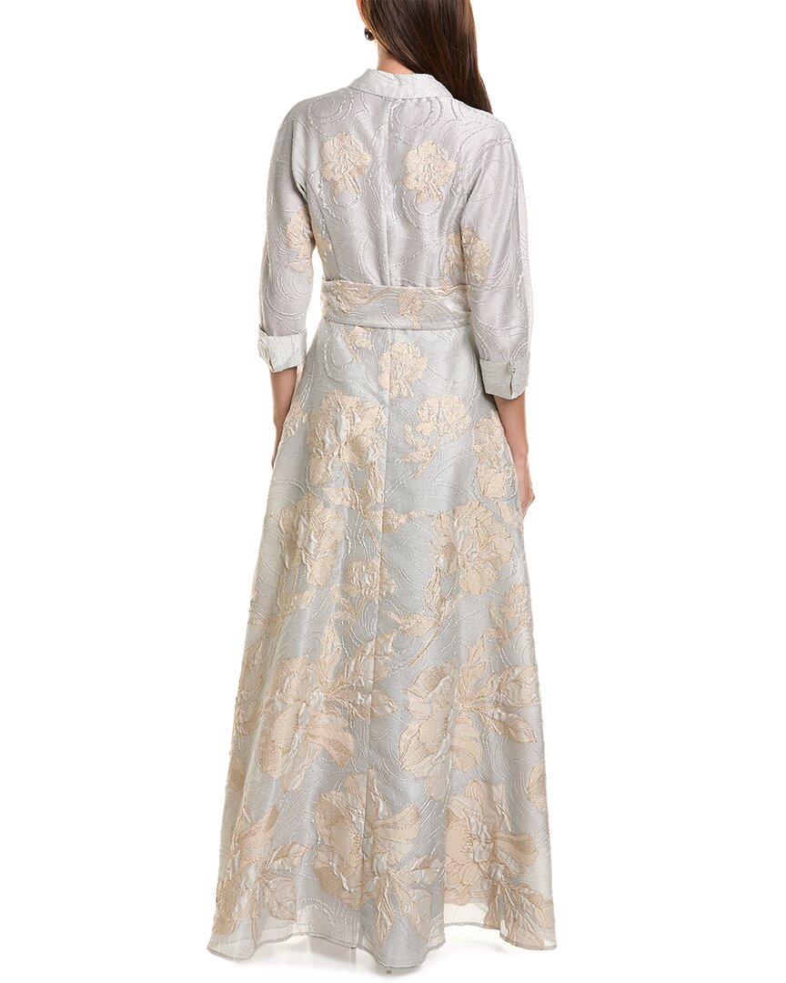 Teri Jon by Rickie Freeman Teri Jon By Rickie Freeman Metallic Floral Jacquard Shirt Gown