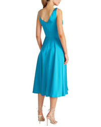 Theia Hayden Satin A-Line Midi Dress