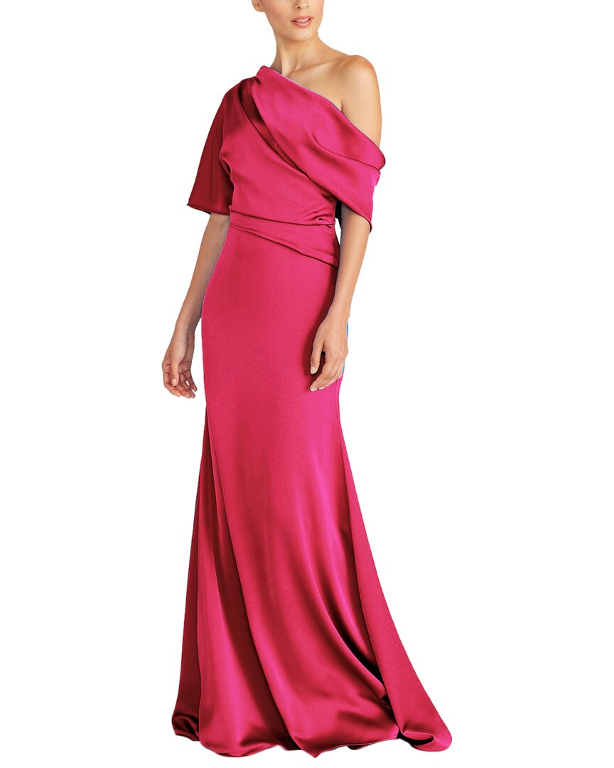 Theia Remi One Shoulder Draped Gown