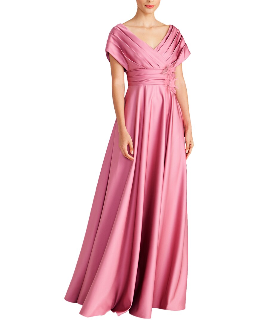 Theia Cecelia Draped A-Line Gown Blue