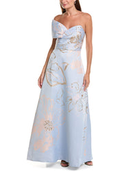 Teri Jon by Rickie Freeman Teri Jon By Rickie Freeman Metallic Jacquard Side Bow A-Line Dress