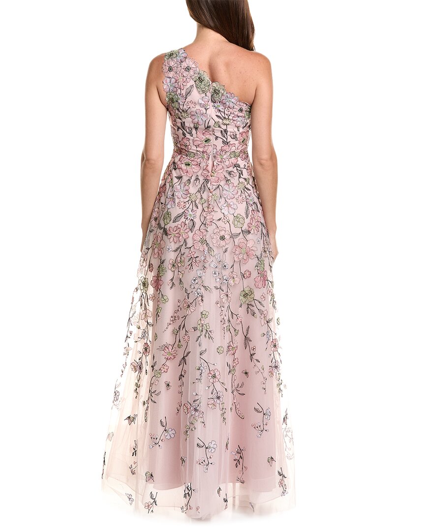 Teri Jon by Rickie Freeman Teri Jon By Rickie Freeman Floral Embroidered Tulle One-Shoulder Gown
