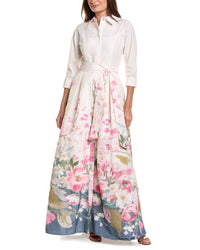Teri Jon by Rickie Freeman Teri Jon By Rickie Freeman Taffeta Digital Placement Print Shirt Gown