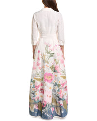 Teri Jon by Rickie Freeman Teri Jon By Rickie Freeman Taffeta Digital Placement Print Shirt Gown