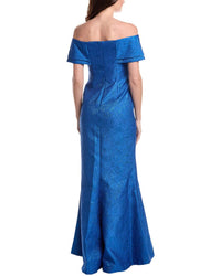 Teri Jon By Rickie Freeman Jacquard Off Shoulder Portrait Gown
