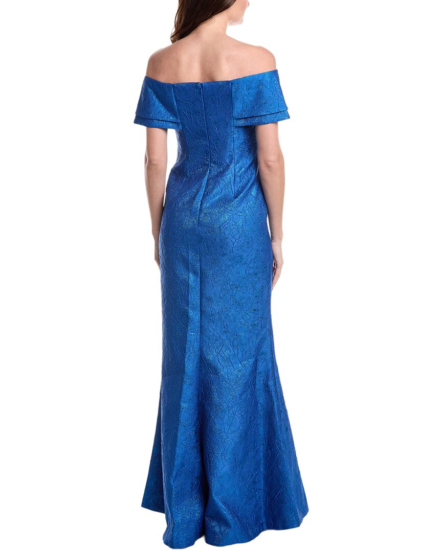 Teri Jon By Rickie Freeman Jacquard Off Shoulder Portrait Gown