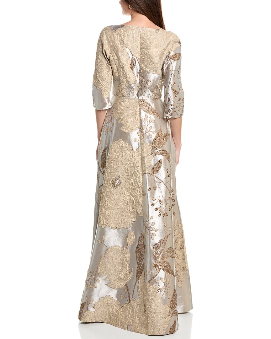 Teri Jon By Rickie Freeman Metallic Jacquard Gown