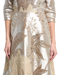 Teri Jon By Rickie Freeman Metallic Jacquard Gown