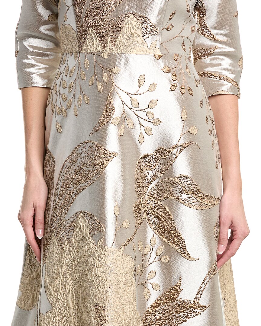 Teri Jon By Rickie Freeman Metallic Jacquard Gown