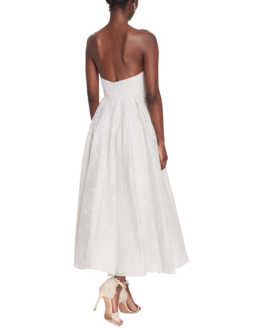 Marchesa Notte Strapless Tea-Length Cloque Dress