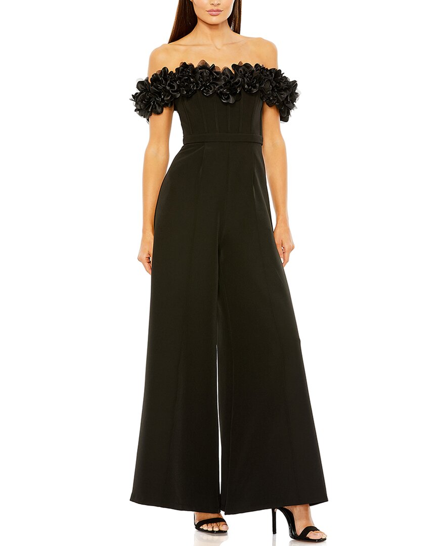 Mac Duggal Floral Bustier Top Flare Leg Jumpsuit
