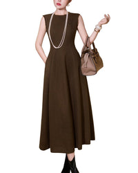 Burryco Brown Solid Maxi Dress