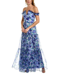 Theia Dionne Organza Gown Blue 0