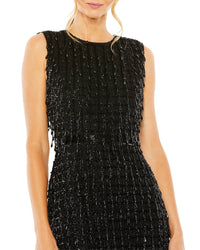 Mac Duggal Mac Duggal High Neck Beaded Midi Dress