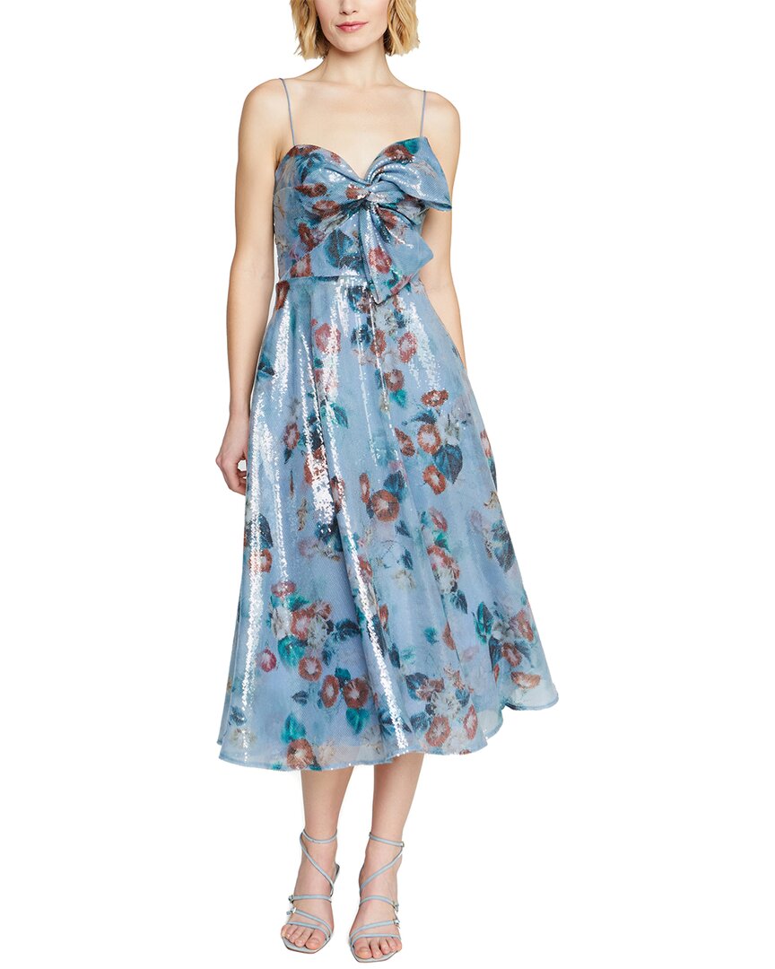 Theia Paisley Bow Drape Dress Multi