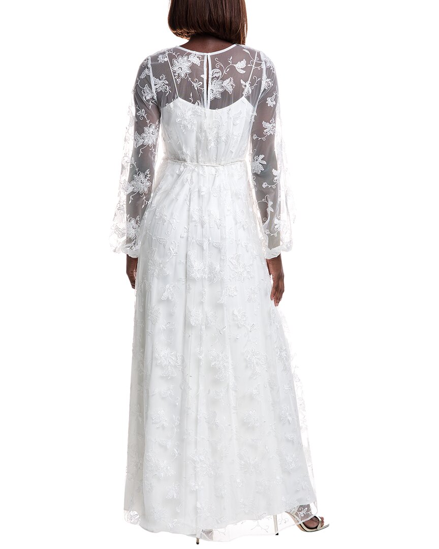 fitted lace wedding dress Embroidered Floral Lace Gown 18 / Ecru/Multi main image 1