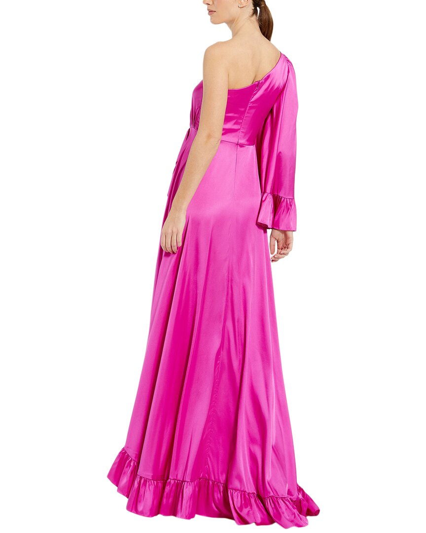 mac duggal asymmetrical dress Mac Duggal Floral Brocade One Shoulder High Low Gown With Bow