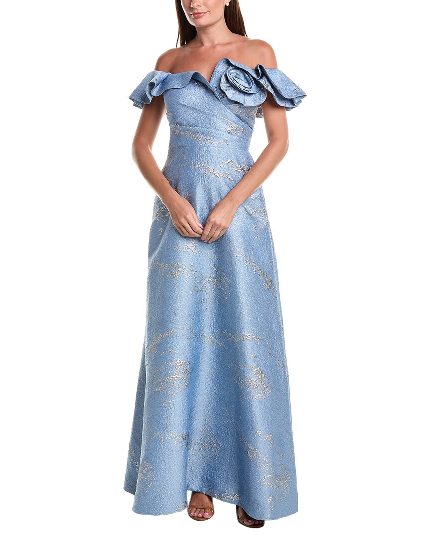 Teri Jon by Rickie Freeman Teri Jon By Rickie Freeman Jacquard Ruffle Off-Shoulder Dress