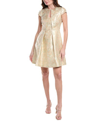 Vince Camuto Jacquard A-Line Dress Metallic